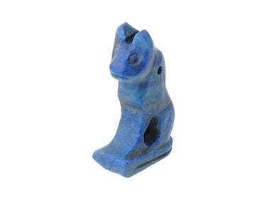 ANCIENT EGYPTIAN PTOLEMAIC LAPIS LAZULI CAT PENDANT