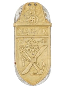 WWII NAZI GERMAN NARVIK SHIELD MILITARY BADGE