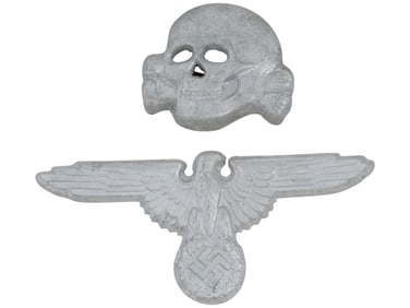 WWII TYPE NAZI GERMAN BADGES FOR SS VISOR HAT SET