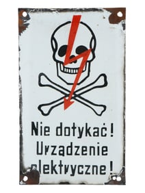 MID CENTURY POLISH ELECTRICAL HAZARD WARNING SIGN