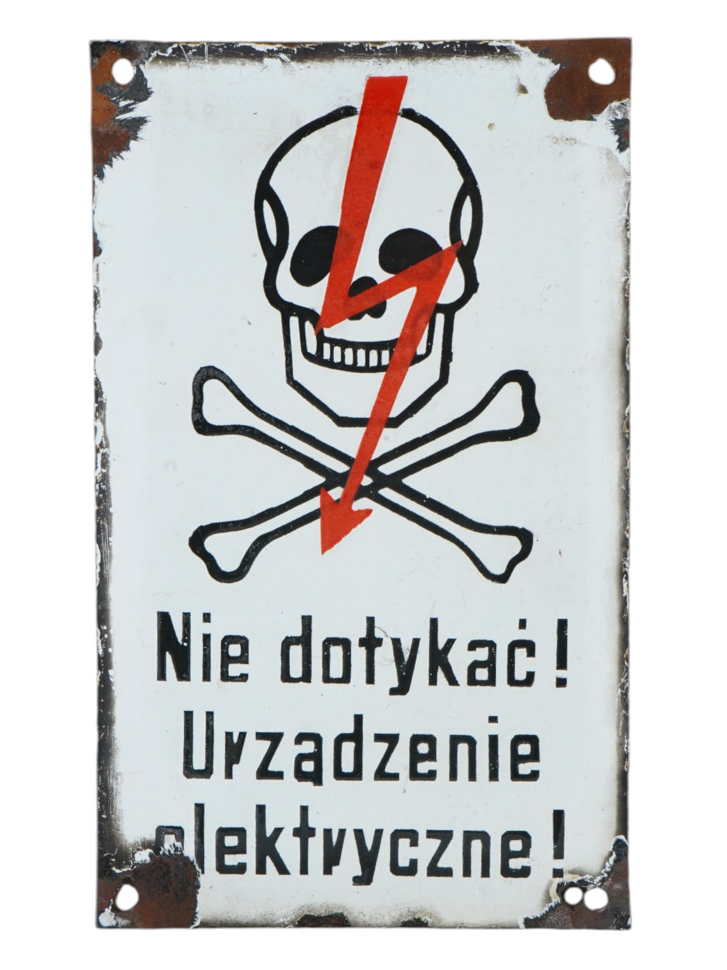 MID CENTURY POLISH ELECTRICAL HAZARD WARNING SIGN (1 of 2)
