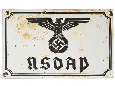 WWII NAZI GERMAN NSDAP ENAMEL IRON STREET SIGN