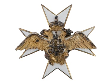 IMPERIAL RUSSIAN SILVER ENAMEL REGIMENTAL BADGE