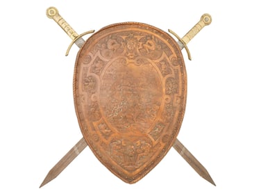 SHIELD AND TWO SWORDS DECORATIVE SOUVENIR WALL DECOR