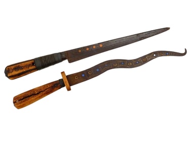 PAIR OF ANTIQUE AFRICAN CEREMONIAL KNIVES