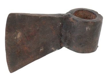 ANTIQUE MEDIEVAL HAND FORGED IRON AXE W WIDE BLADE