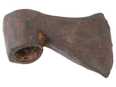 ANTIQUE MEDIEVAL HAND FORGED IRON AXE W WIDE BLADE