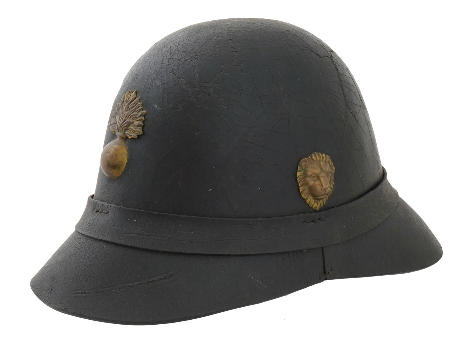 ANTIQUE BELGIAN FIREMANS LEATHER HELMET 19TH C (1 of 10)