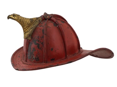 EARLY AMERICAN CHIEF FIRE HELMET WITH EAGLE HEAD