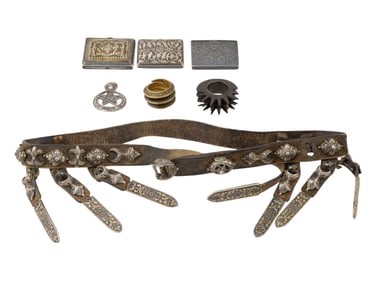 ANTIQUE CAUCASIAN SILVER COIN PURSES AND ACCESSORIES
