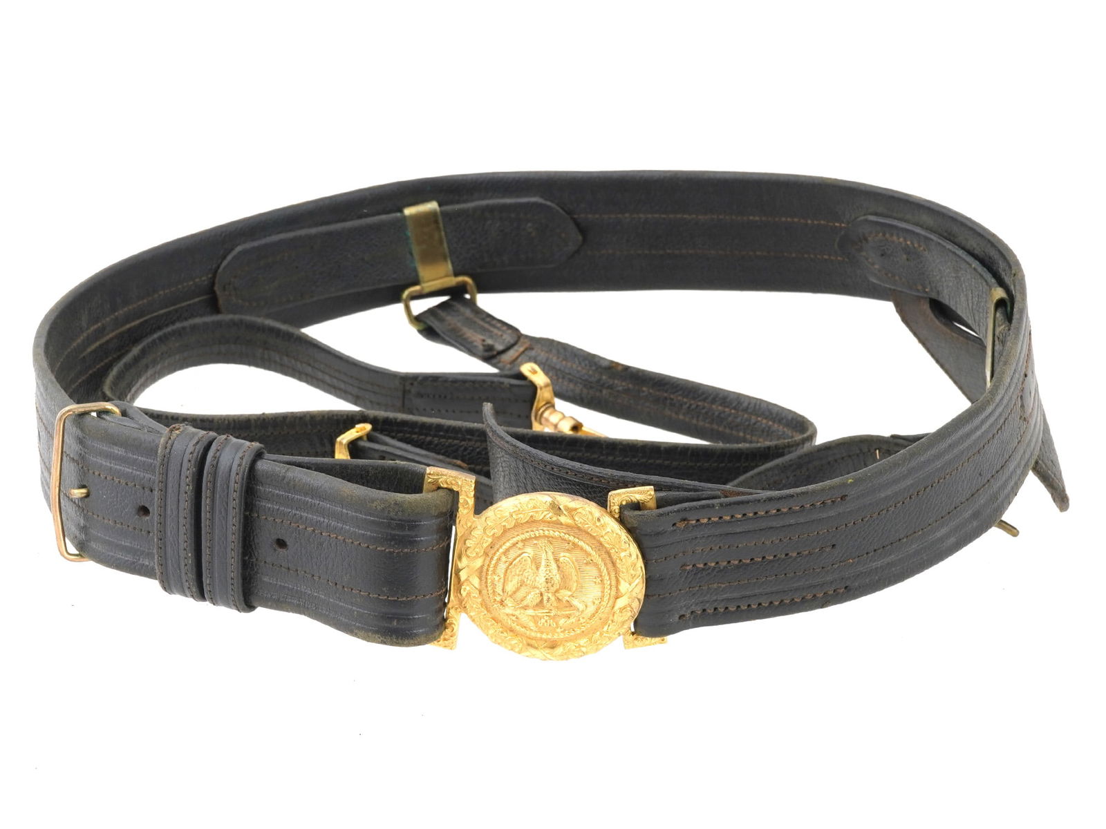 ANTIQUE US NAVY OFFICERS LEATHER CEREMONIAL BELT (1 of 7)