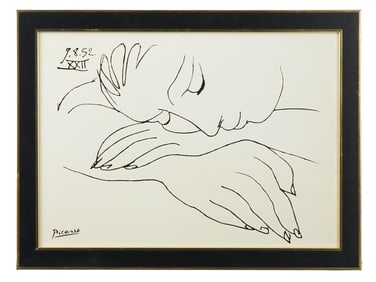 FEMALE PORTRAIT PRINT AFTER PABLO PICASSO FRAMED
