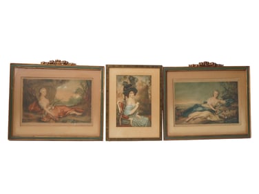 ANTIQUE FRENCH LITHOGRAPHS WITH LADY PORTRAITS