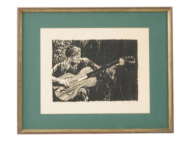 WOODCUT ART PRINT SIGNED KENNETH RILEY