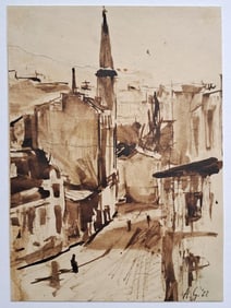 VILLAGE VUE - ATT. TO ALBERTO GIACOMETTI - INK ON PAPER