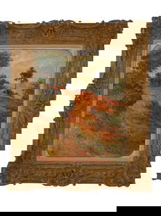 FRENCH OIL PAINTING BY CLAUDE EMILE SCHUFFENECKER: An antique oil painting on canvas depicting a landscape by Claude Emile Schuffenecker. Signed with a monogram lower left. Framed. Poinciana Galleries paper labels are on the backside. Claude Emile Sch
