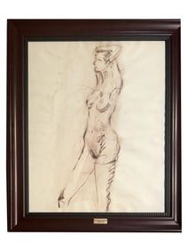SIGNED HENRI DE TOULOUSE LAUTREC MIX MEDIA PAINTING