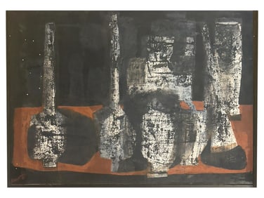 SIGNED GIORGIO MORANDI TEMPERA ON CANVAS PAINTING