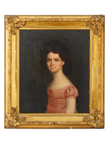 ANTIQUE EUROPEAN SCHOOL OIL PAINTING PORTRAIT OF A GIRL