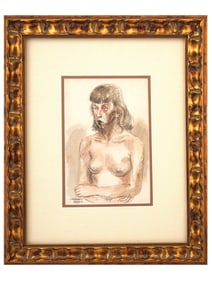 RAPHAEL SOYER AMERICAN NUDE FEMALE PORTRAIT PAINTING