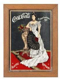 VINTAGE COCA COLA ADVERTISEMENT PAINTING ON A MIRROR