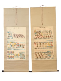 KOREAN INK AND COLOR PAINTINGS ON SILK SCROLLS