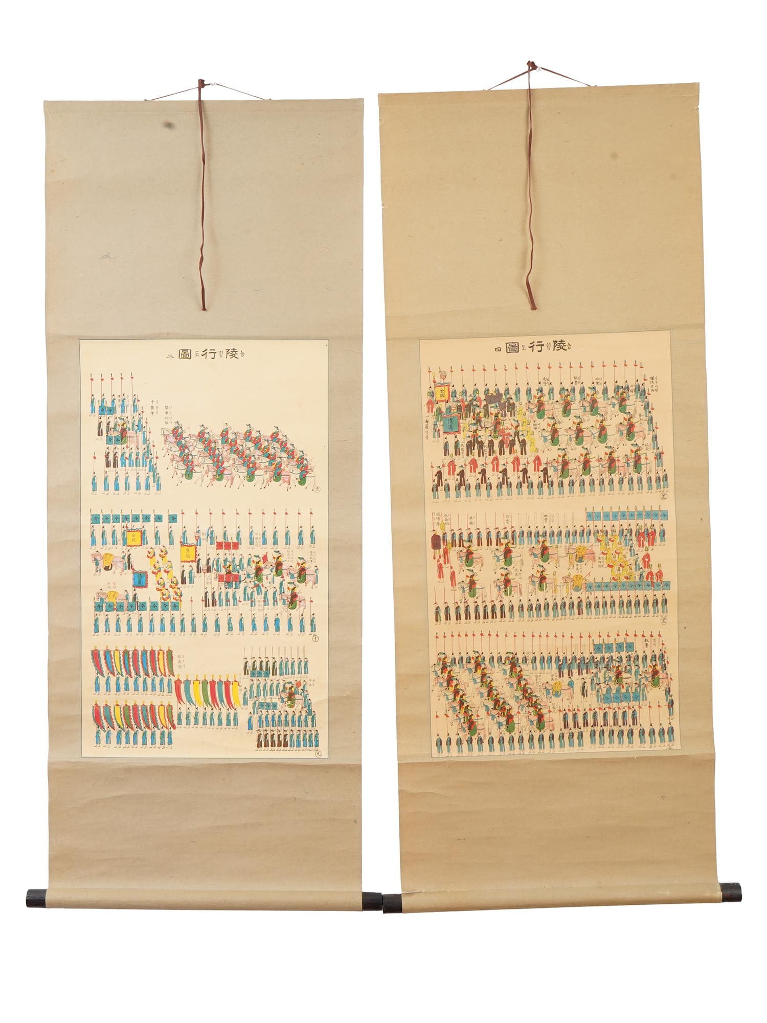 KOREAN INK AND COLOR PAINTINGS ON SILK SCROLLS (1 of 5)