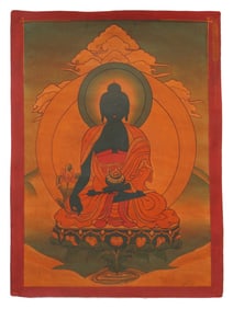 TIBETAN BUDDHIST THANGKA MANDALA PAINTING ON FABRIC