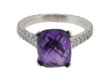 PLATINUM AMETHYST AND DIAMONDS RING