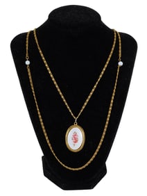 GOLDETTE DOUBLE STRAND NECKLACE W MEDALLION PENDANT
