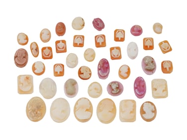 COLLECTION OF PORTRAIT CARVED SHELL CAMEO MEDALLIONS