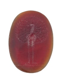 ROMAN MANNER CARVED STONE INTAGLIO SEAL W PEACOCK