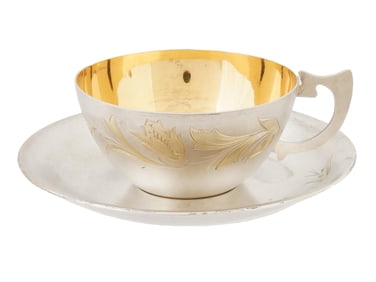 VINTAGE SOVIET RUSSIAN ESTONIAN SILVER CUP AND SAUCER
