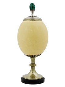 VINTAGE ENGLISH OSTRICH EGG BOX BY J ANTONY REDMILE