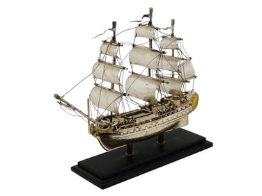 VINTAGE EUROPEAN ST SILVER HMS VICTORY SHIP MODEL