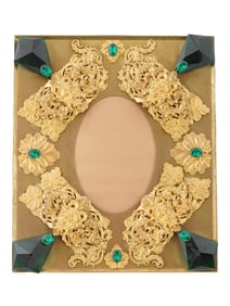 RELIEF DESIGN GILDED BRASS PICTURE FRAME MARKED