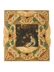 RELIEF EAGLE DESIGN GILDED BRASS PICTURE FRAME