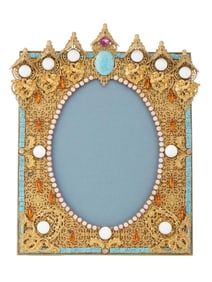 RELIEF DESIGN GILDED BRASS PICTURE FRAME MARKED