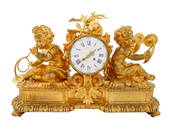 ANTIQUE FRENCH BARANCOURT ORMOLU FIGURAL MANTEL CLOCK