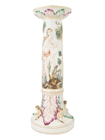 ITALIAN CAPODIMONTE HAND PAINTED PORCELAIN STAND