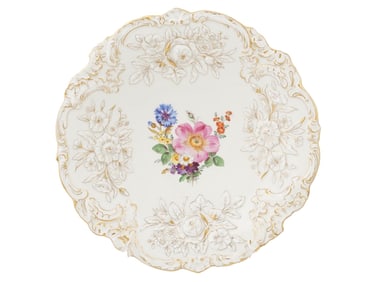 ANTIQUE MEISSEN GILT PORCELAIN SERVING PLATE