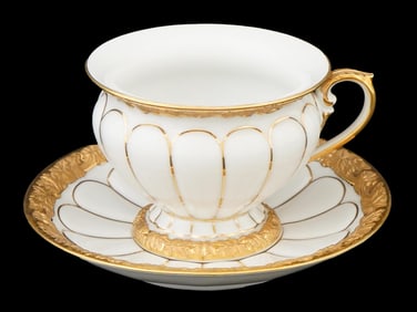 ANTIQUE GERMAN MEISSEN GOLD PLATED PORCELAIN TEA SET