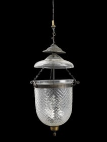 ELECTRIFIED CEILING DIAMOND CUT GLASS LIGHT FIXTURE