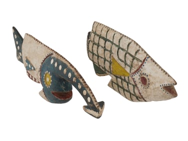 WEST AFRICAN NIGERIAN IJOH CARVED WOOD FISH FIGURINES