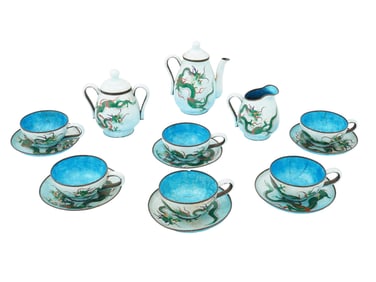 ANTIQUE JAPANESE MEIJI PERIOD CLOISONNE ENAMEL TEA SET