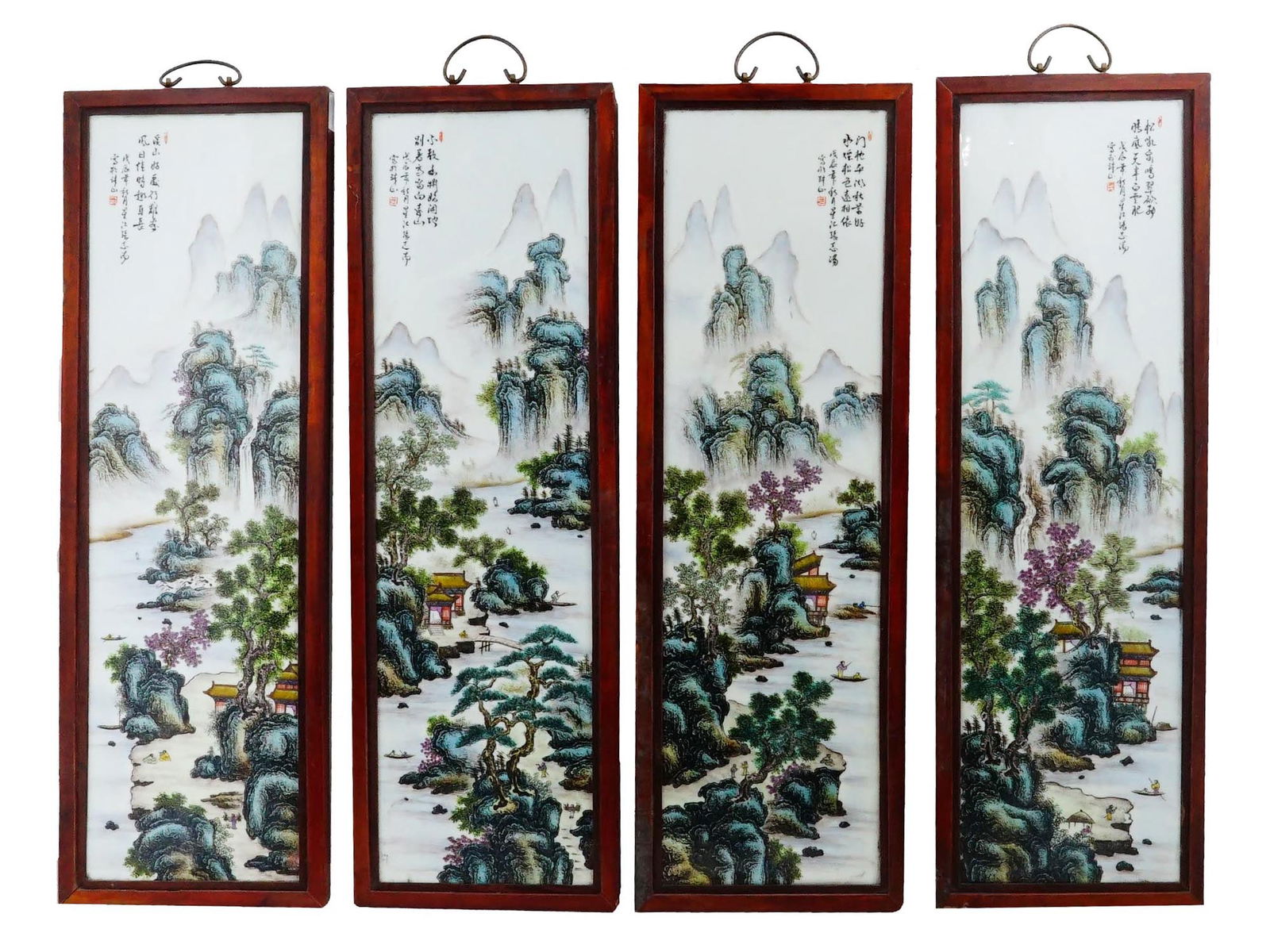SET OF CHINESE HAND PAINTED PORCELAIN PLAQUES SIGNED (1 of 9)