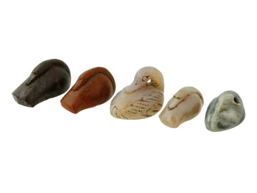ANCIENT HAND CARVED STONE DUCK SHAPED MEASURING WEIGHTS