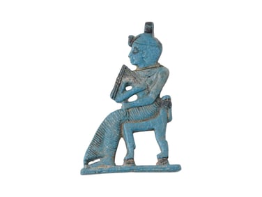 ANCIENT EGYPTIAN AMARNA PERIOD GLAZED FAIENCE AMULET