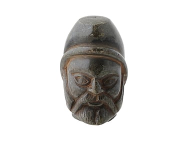 200 AD ANCIENT SYRIAN CARVED STONE MALE HEAD AMULET