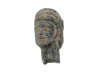 ANCIENT SYRIAN CARVED STONE MALE HEAD FIGURINE 1000 BC